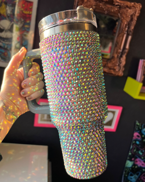 Crystal Sip-Silver Rhinestone Sipper