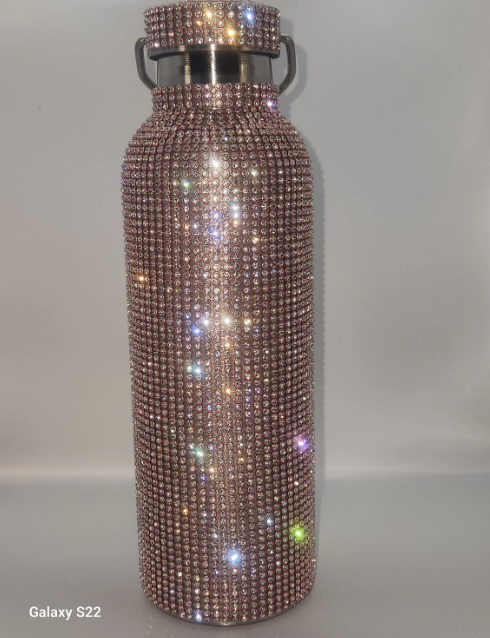 💖 “Pink Radiance” Rhinestoned Water Bottle – Sip Pretty, Sparkle Bold! 💖