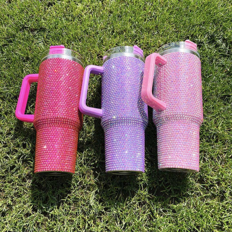 “DazzleGrip” Rhinestoned Handle Tumblers - 40oz