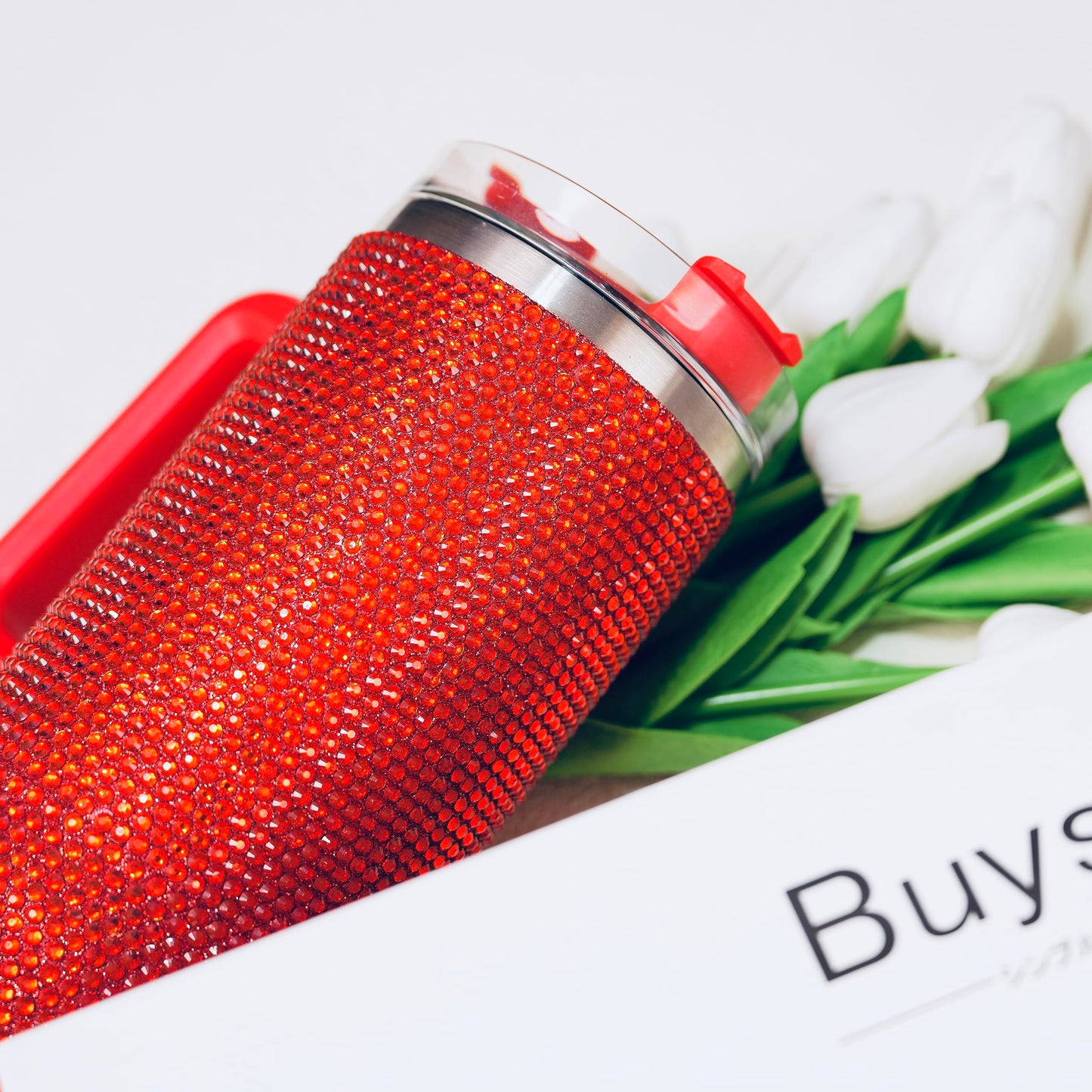 “Scarlet Spark” Red Rhinestoned Tumbler-40oz
