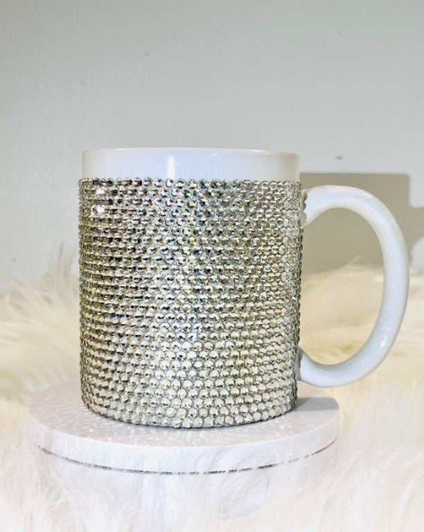 Full Bling Silver Rhinestone Mug – Luxury Coffee Cup