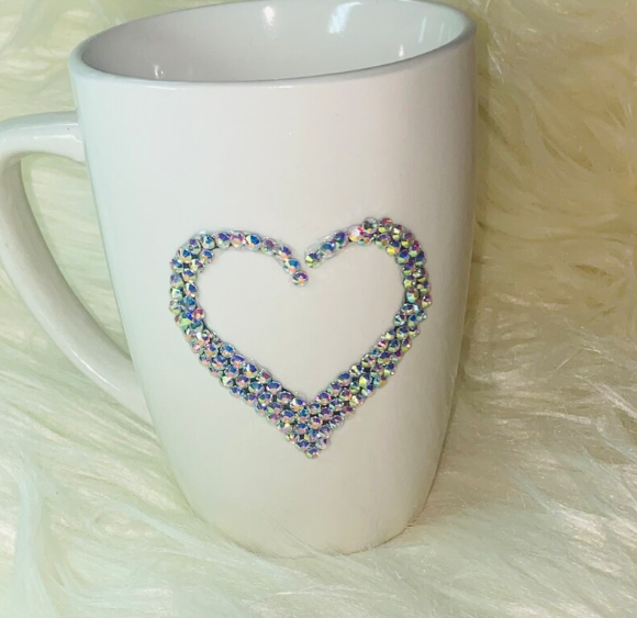 Crystal Heart Mug – Hand-Blinged Love Design
