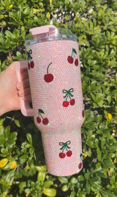 “Cherry Pop” 🍒Bling Tumbler – 40oz