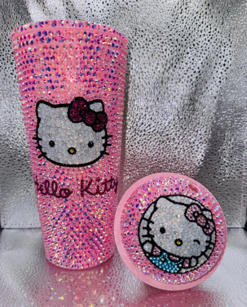 Handmade Hello Kitty Rhinestone Tumbler – Kawaii Bling Cup