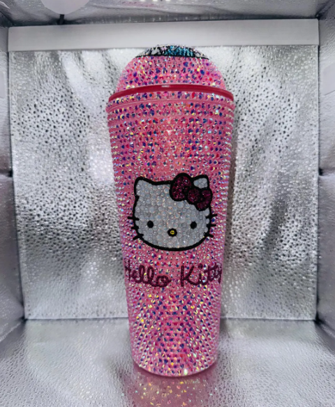 Handmade Hello Kitty Rhinestone Tumbler – Kawaii Bling Cup