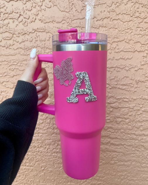 Personalized Bling Tumbler – Custom Crystal Initial & Butterfly (Multiple Colors)