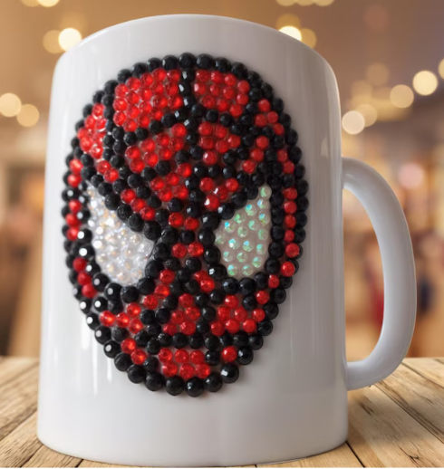 Spider Bling Mug – Hand-Embellished Superhero Design